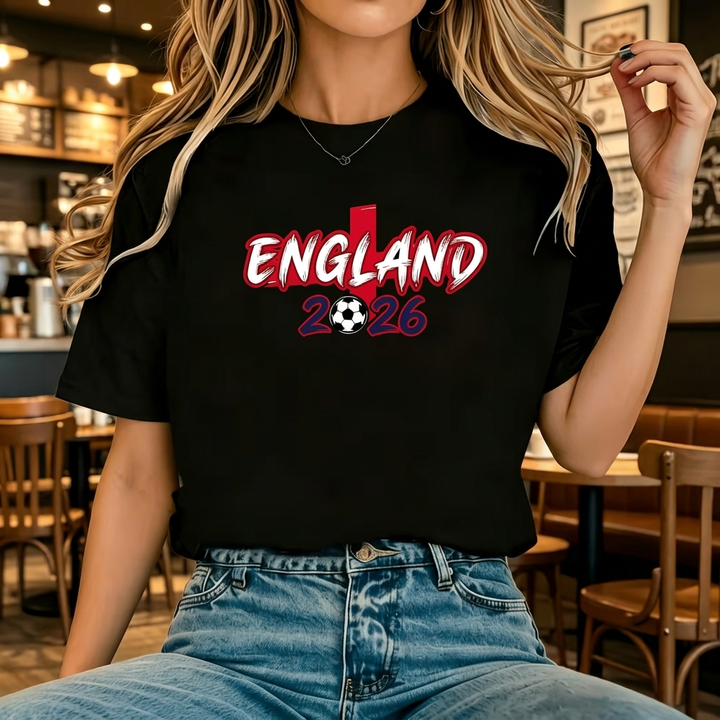 Kvinners England-inspirert fotball T-skjorte i pustende polyester, perfekt for supportere og fritid.