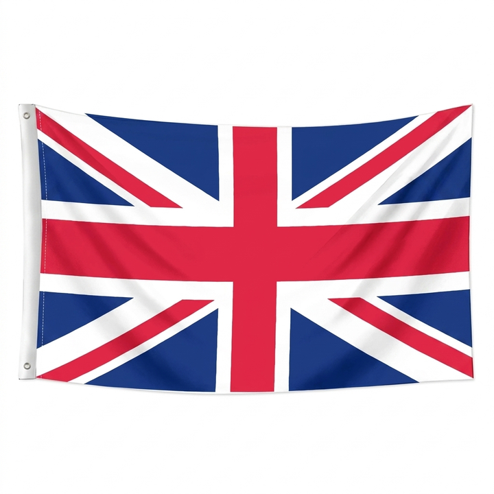 England supporterbanner for VM 2026. Rødt, hvitt og blått flagg for fotballkamp, feiring og sport.