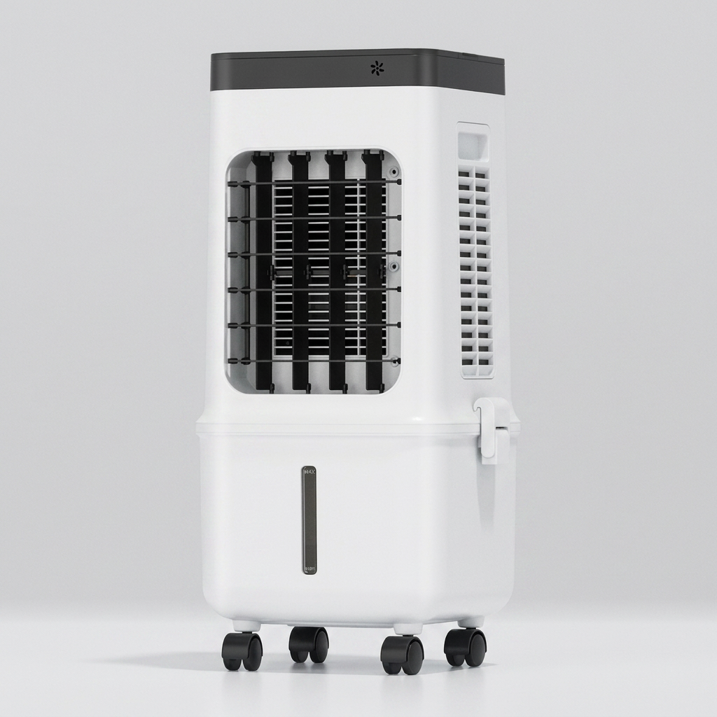 WC2026 bærbar ventilator og luftfukter, ideell for et svalt og behagelig inneklima i husholdningen.