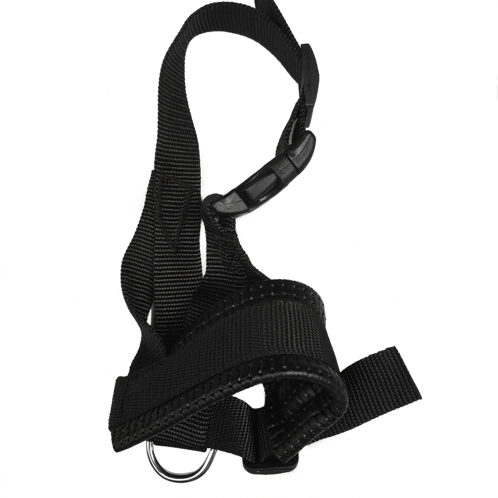 Sikker nylon munnkurv for hund, justerbar passform for komfort under lufting, trening og veterinærbesøk.