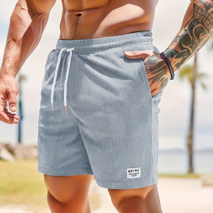 Oransje snøringshorts for menn, stilige sommershorts for strand & aktive fritidsdager.
