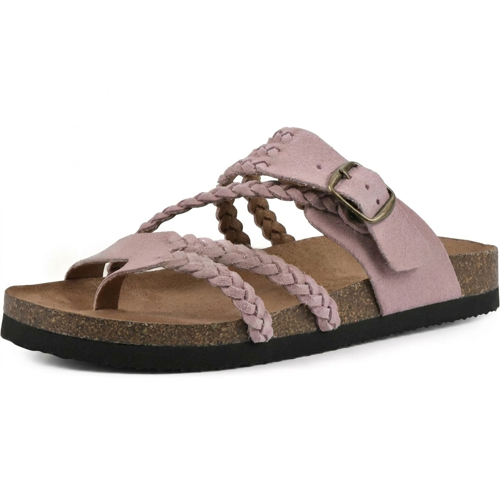 Flate damesandaler i vevd design. Komfortable og elegante sommersko, perfekt for en avslappet sommerstil.
