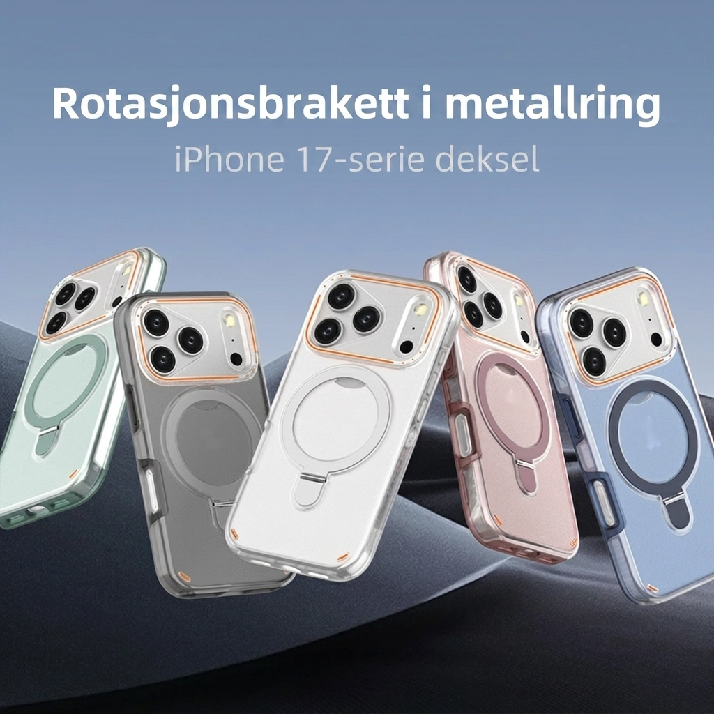 Magnetisk telefondeksel med 360° roterende stativ for universell smarttelefonbeskyttelse.