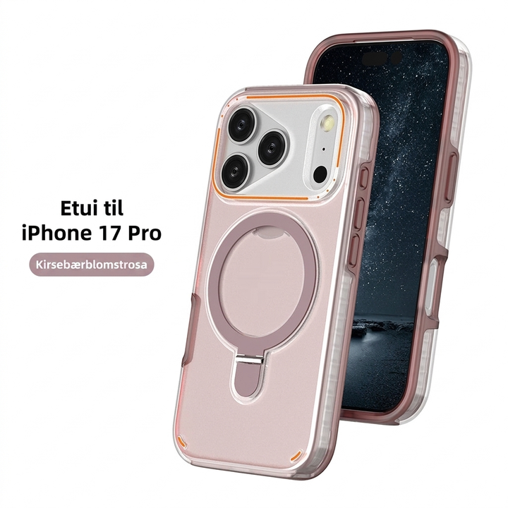 Elegant magnetisk telefondeksel med matt finish og innebygd 360° roterende stativfunksjon.