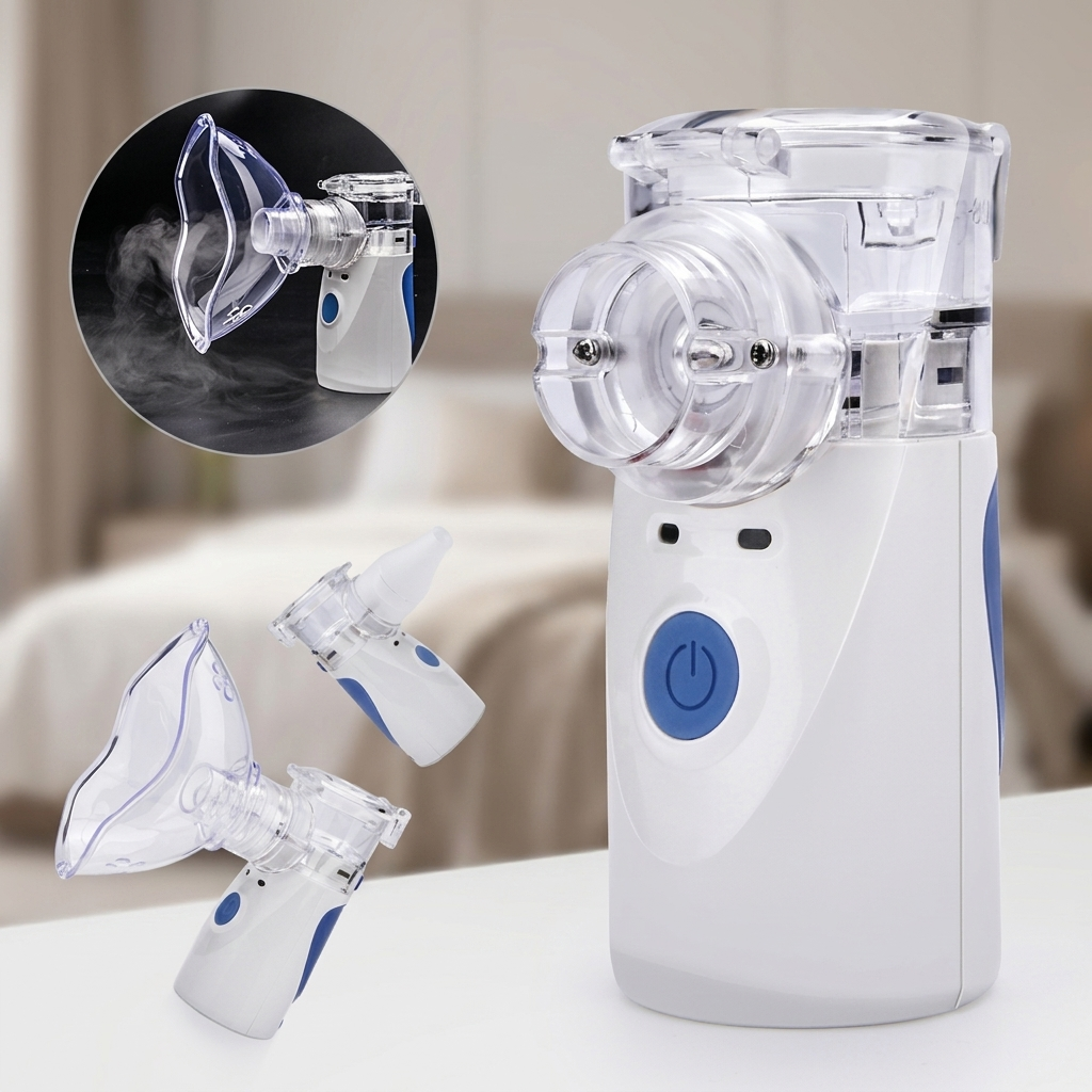 Bærbar ultralyds inhalator for astma og luftveisplager, enkel pust på farten. Portabel mesh-nebulisator.