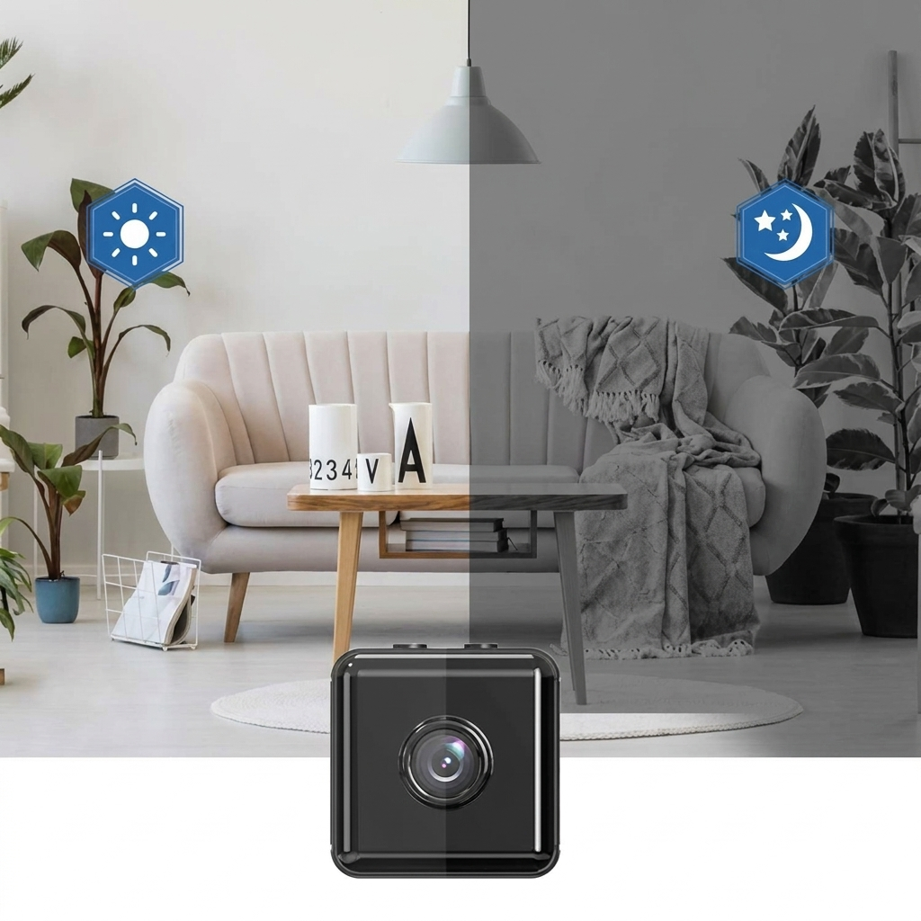 Batteridrevet 1080P trådløst mini WiFi overvåkningskamera med app-kontroll for fleksibel hjemmesikkerhet.