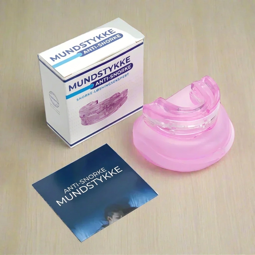 Komfortabel SilentGuard snorkestop/tandbeskytter i medicinsk silikone. Forbedrer søvnkvaliteten for voksne.