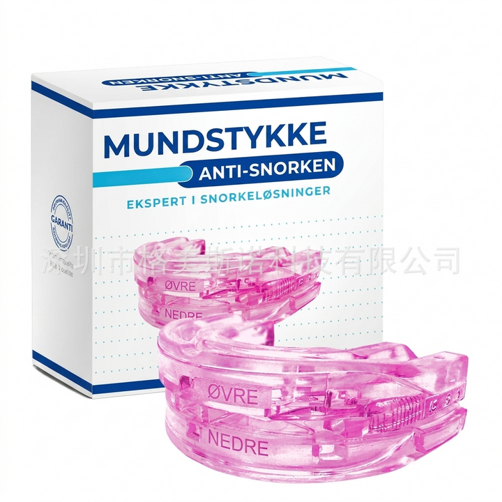Effektivt SilentGuard mundstykke mod snorken. Blødt silikone design sikrer rolig nattesøvn for alle.