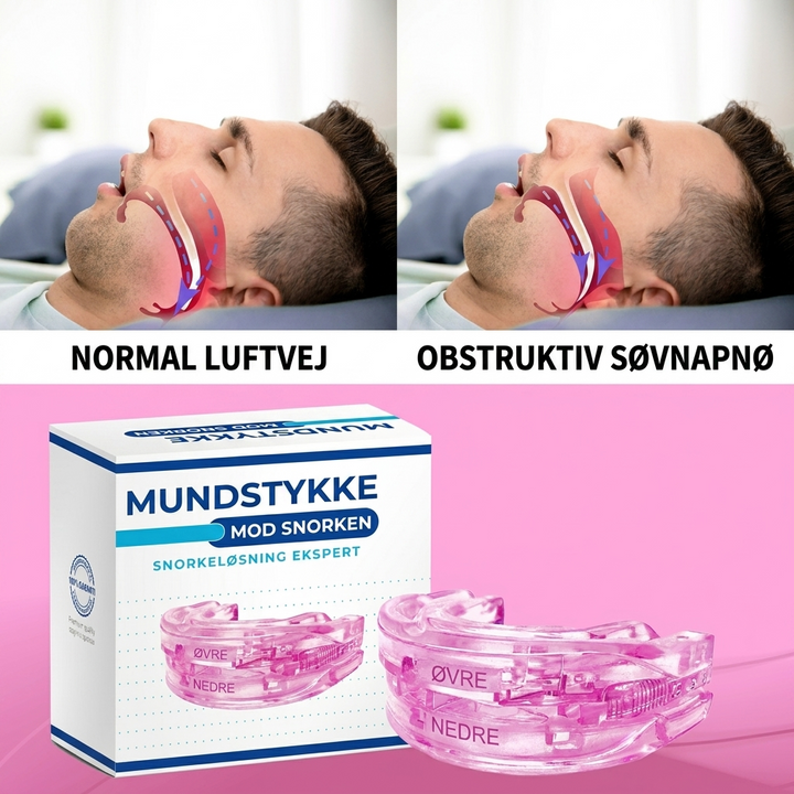 SilentGuard: Dobbeltfunktion som snorkestop og tandbeskytter i blød silikone for forbedret nattesøvn.