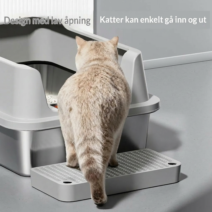 Elegant plast kattebakke i lukket design. Gir effektiv luktkontroll og er enkel å rengjøre for katteeiere.