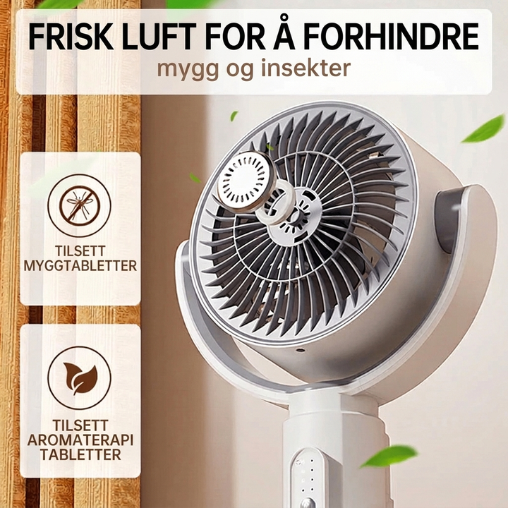 Stille gulvvifte for optimal komfort, USB-drevet hvit vifte med fjernkontroll og oscillasjon for soverom.