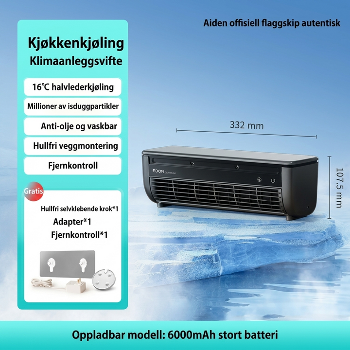 Stilrent, grå/hvitt mvb26 veggklimaanlegg montert på vegg, perfekt for et moderne interiør i leiligheten.