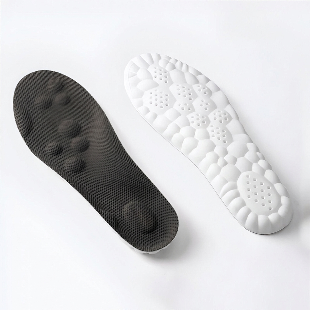 Premium innersåler for plantar fasciitt, gir buestøtte og smertelindring. Komfortable unisex skoinnlegg mot fotsmerter.