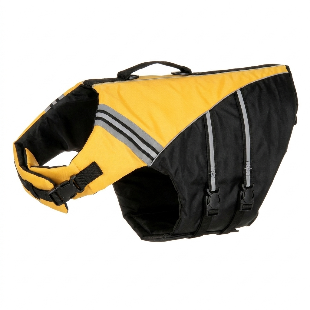Profesjonell redningsvest for hund, sikrer trygg svømming og vannlek. Ideell for båtliv og strand.