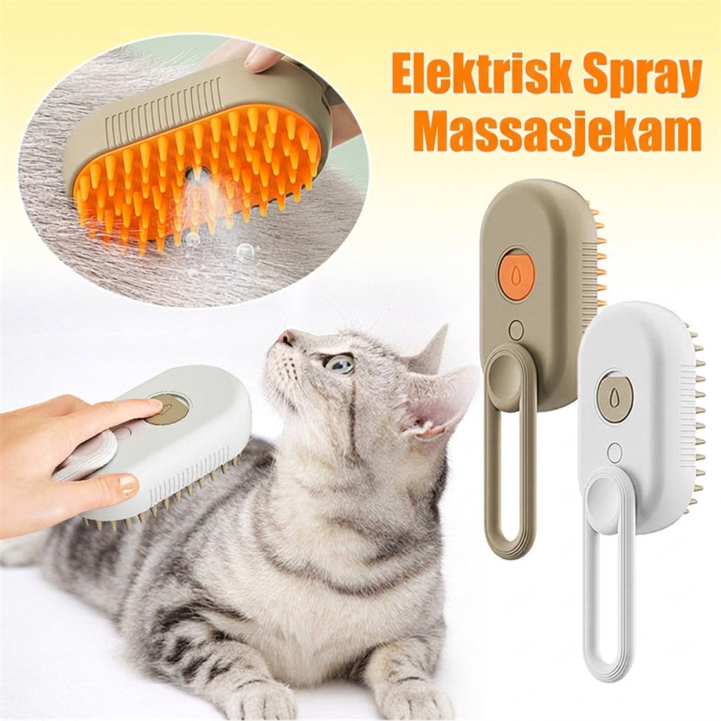 Skånsom elektrisk dampbørste med silikon for massasje og pelsstell av hund og katt.