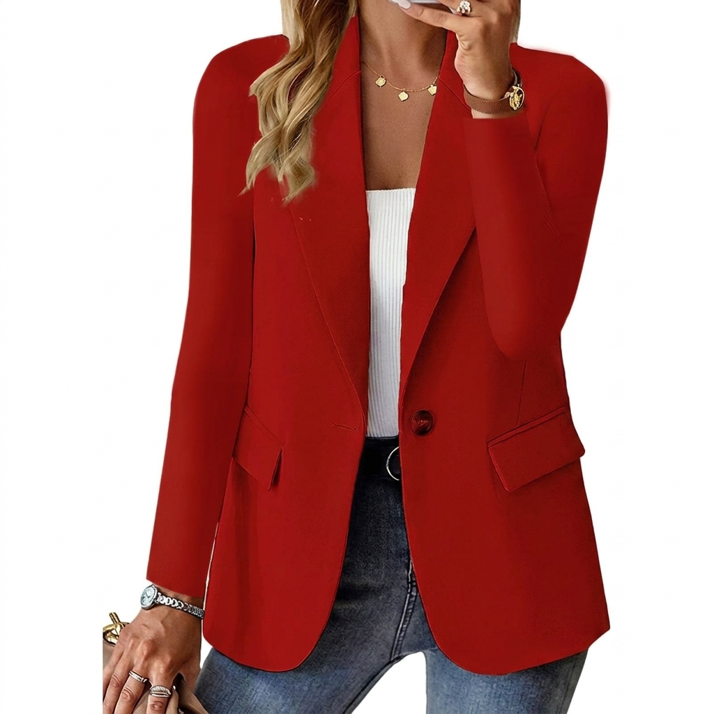 Klassisk dame langermet blazer i høy kvalitet, egnet for både formelle og uformelle anledninger. Elegant ytterplagg.