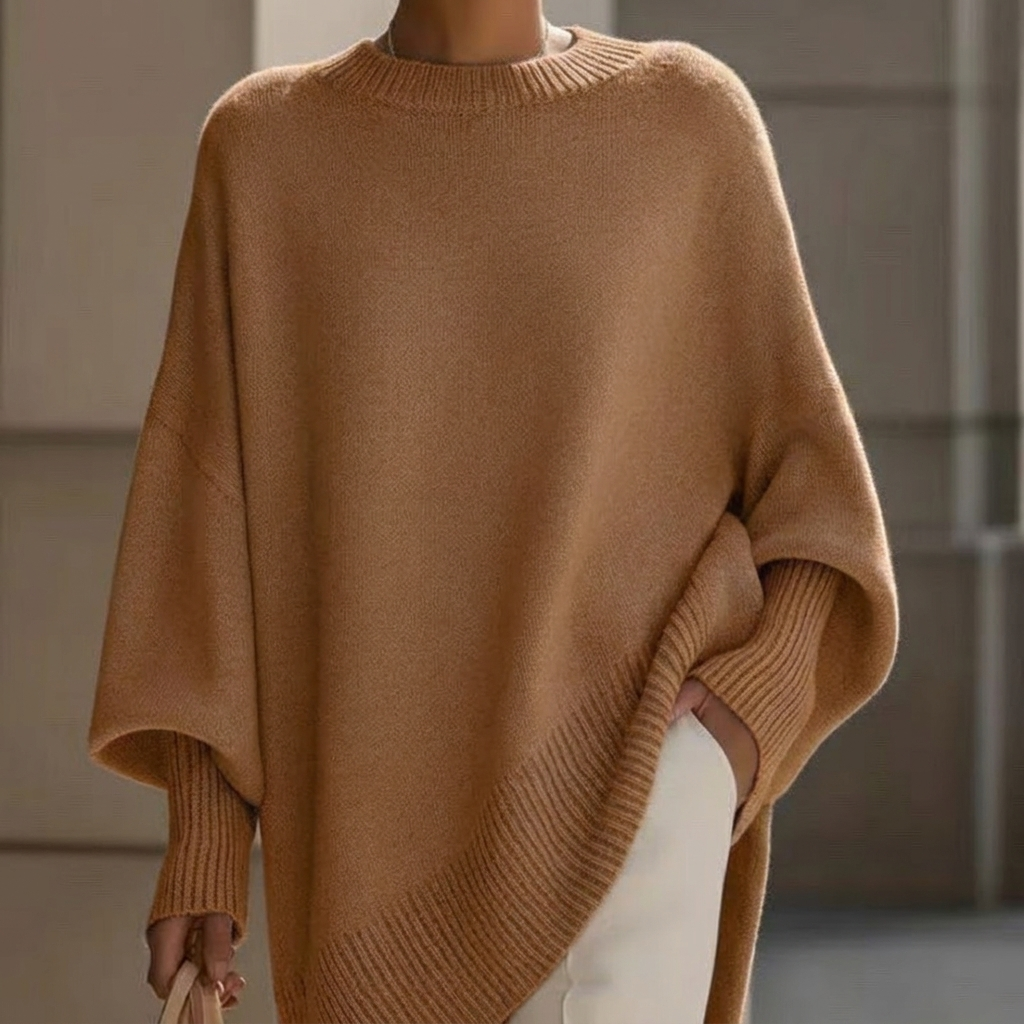 Komfortabel dame pullover med tykk strikk og rund hals. En allsidig hverdagspullover for kjølige dager.