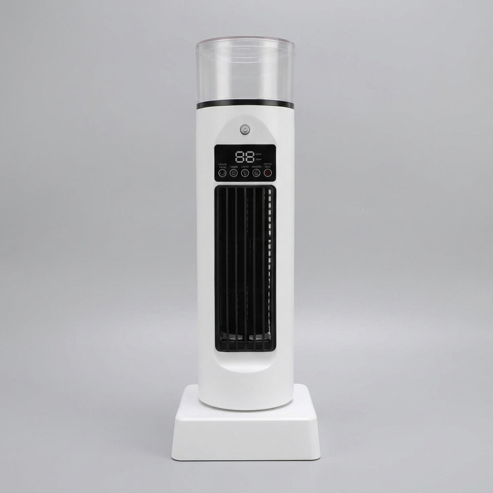 Effektiv luftkjøler og bordvifte for optimal kjøling og luftfuktighet. Perfekt for varme sommerdager.