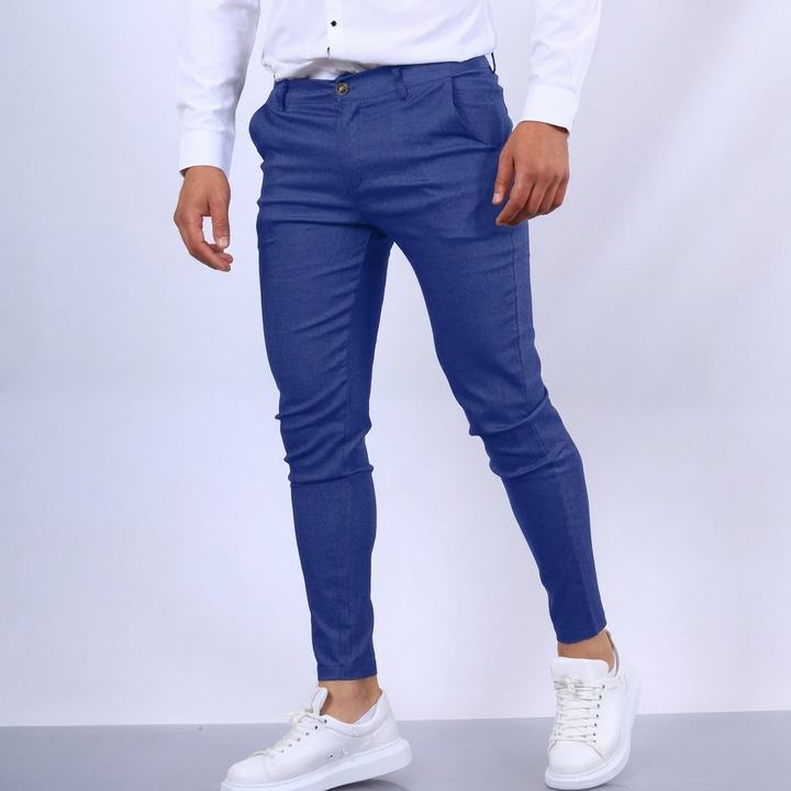 Moderne blyantsbukser for menn, slim fit design, egnet for både formelle og casual anledninger.