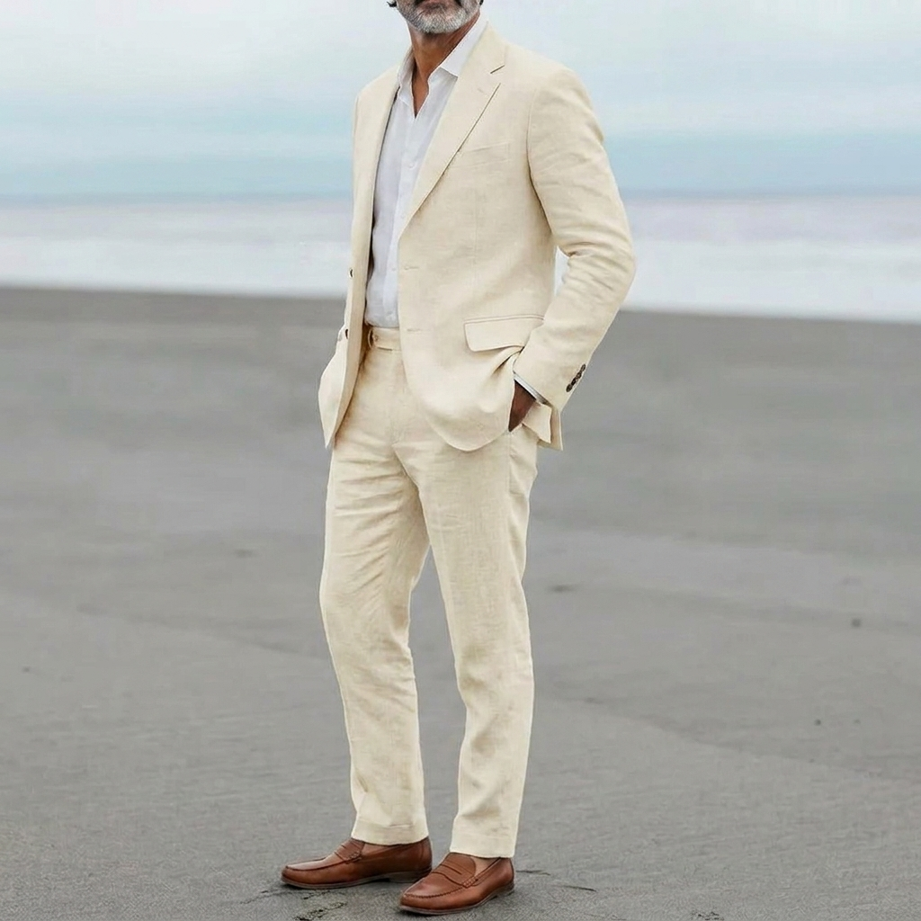 Flerårig herre dress-sett (blazer & bukser) som er et stilrent tilskudd til enhver garderobe.