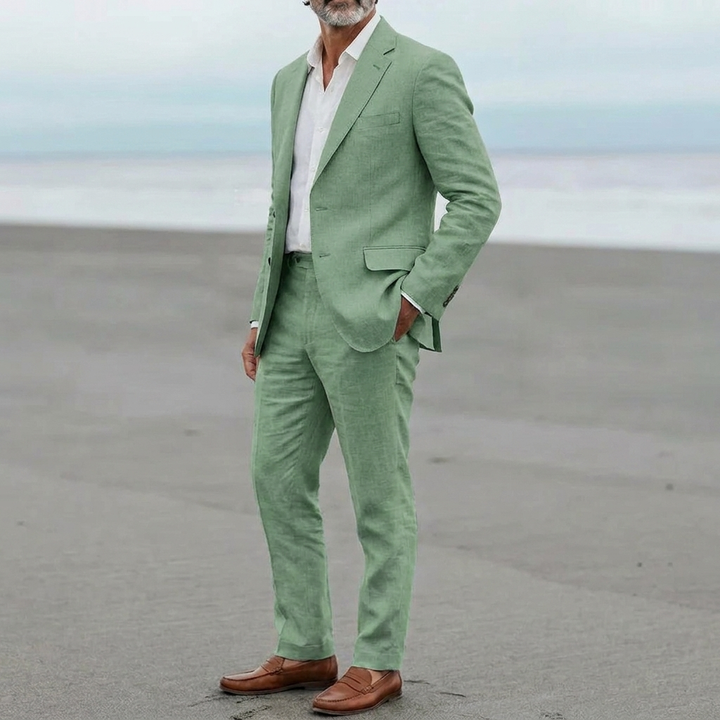 Formell og uformell blazer og bukser sett for menn. Todelt dress i slim fit design.