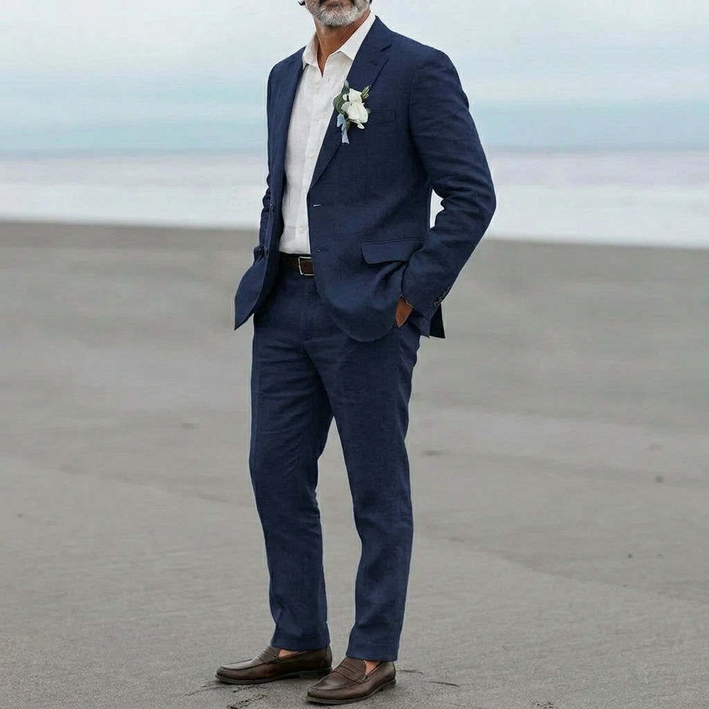 Moderne herre blazer og bukser sett. Slim fit design gir et skarpt og elegant antrekk for menn.