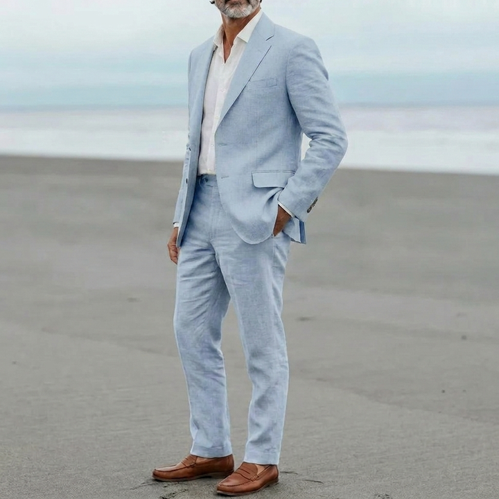 Herre slim fit blazer og bukser sett, designet for en moderne og elegant look til fest eller jobb.