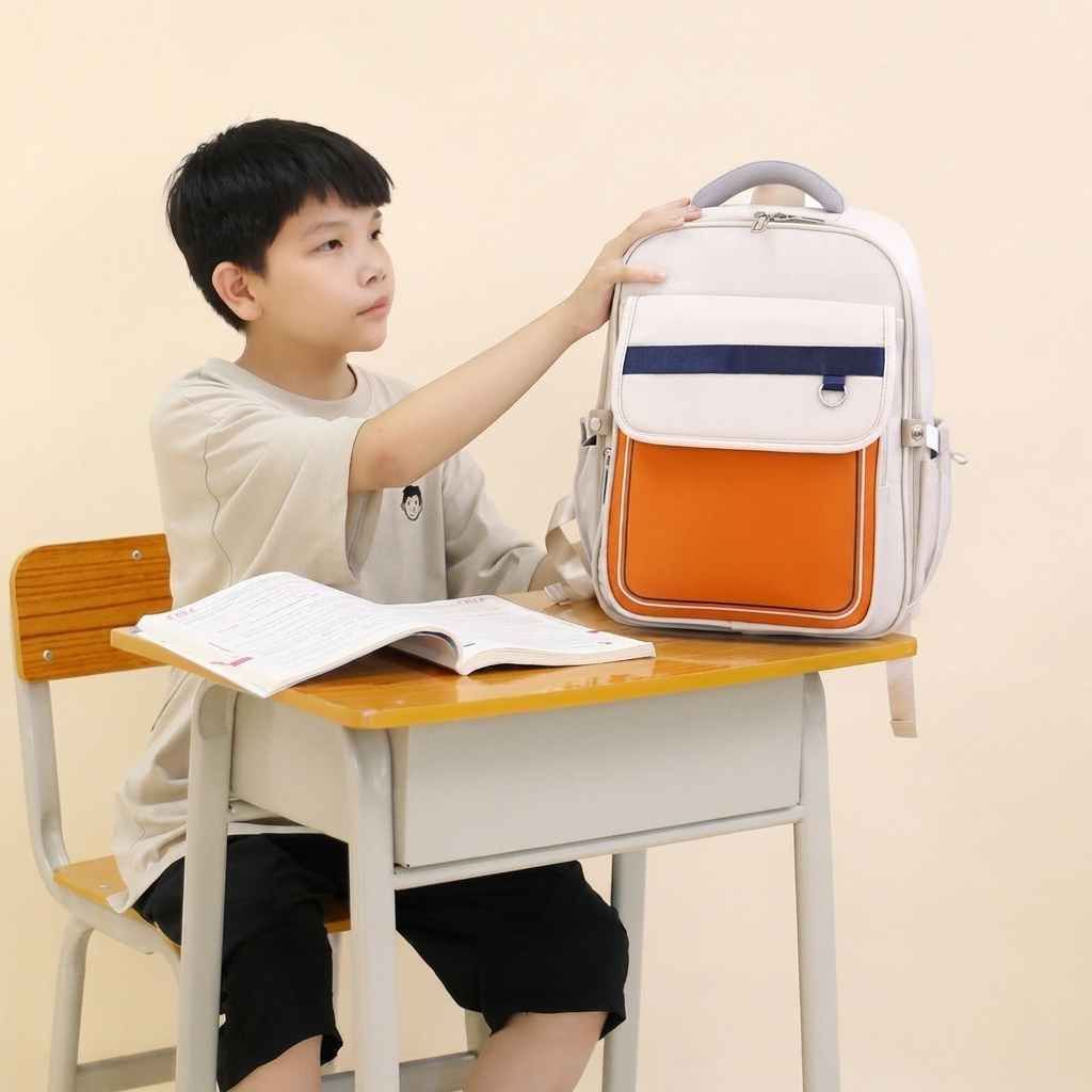 Lett og stilfull skolesekk for barn i klassisk britisk design, perfekt for skolestart og daglig bruk.