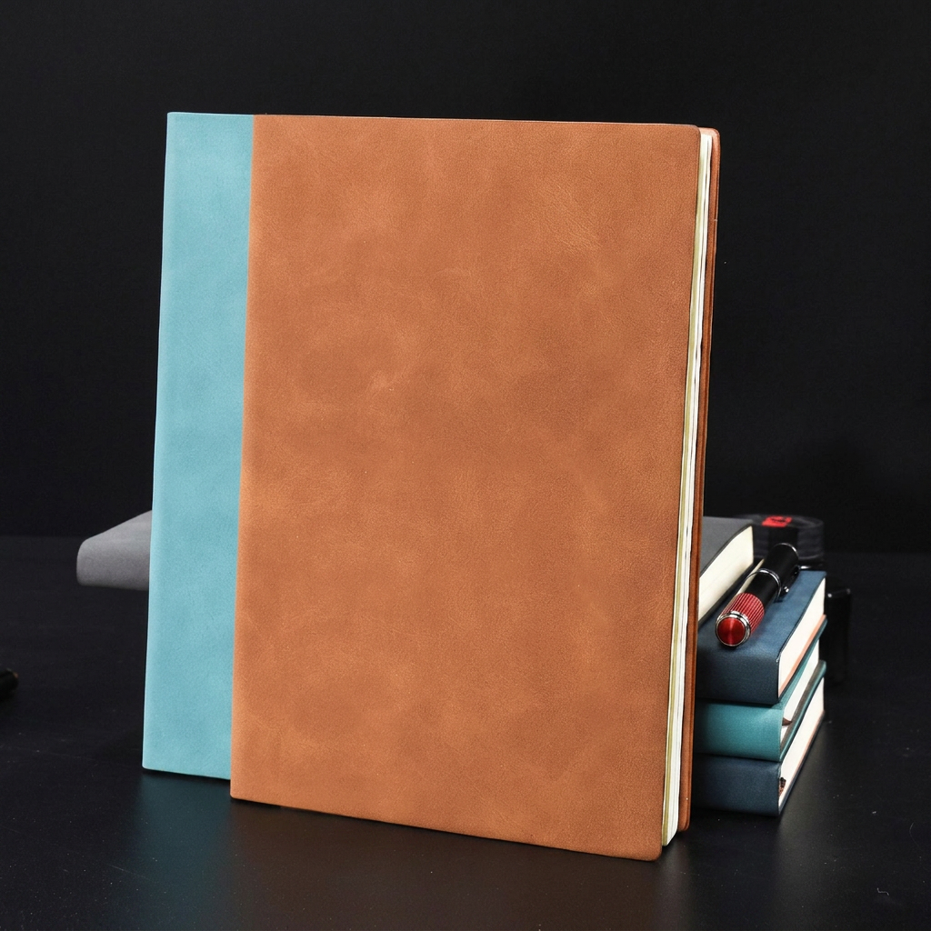 Elegant skrivebok i faux saueskinn, perfekt for kontor, skole og møter. Ideell journal for dine notater.
