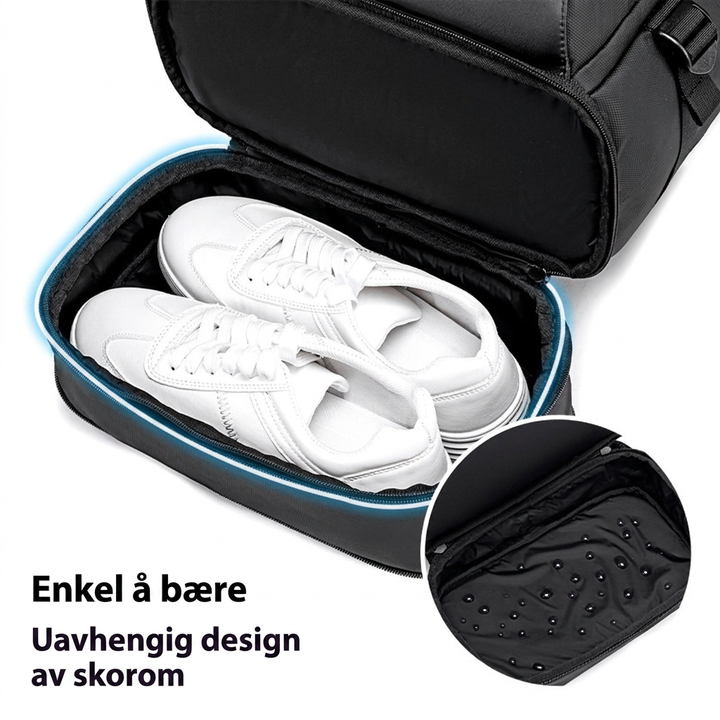 Ergonomisk svart skolesekk, unisex, med pustende ryggpanel for komfortabel bæring av laptop og bøker.
