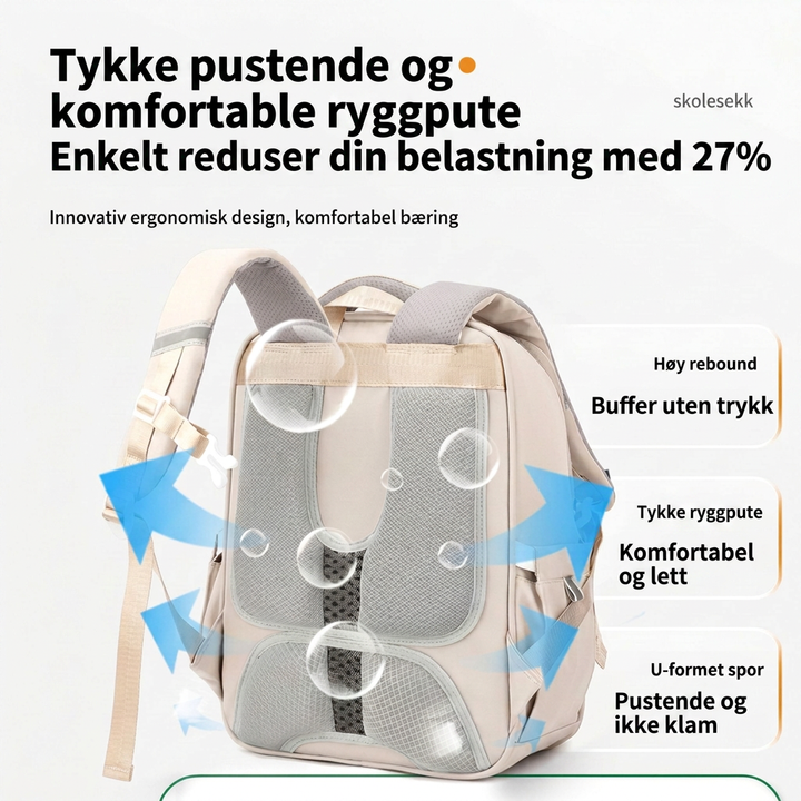 Skolesekk i tidløs britisk design, et trygt valg for skolestart og en organisert skolehverdag for barn.