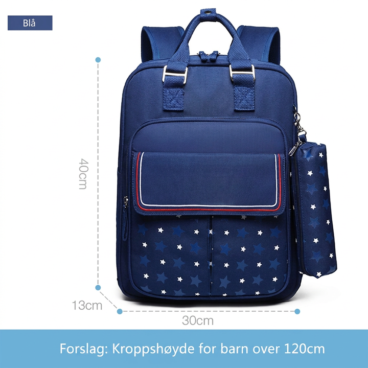Fargerik Munter skolesekk for jente, med justerbare stropper for komfort. Ideell som dagsekk eller barnehagesekk.