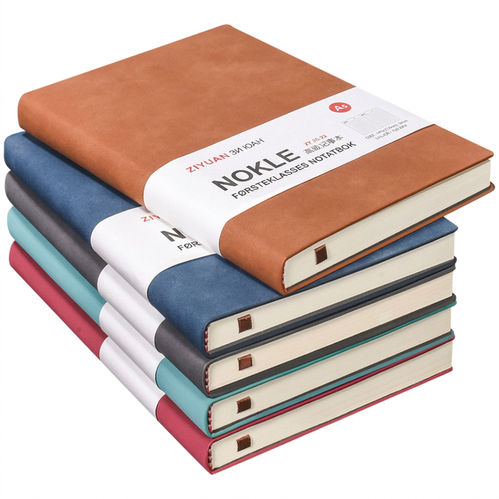 Faux skinn notatbok for notater, planlegging og organisering. Stilren A5/A6/B5 dagbok i flere farger.
