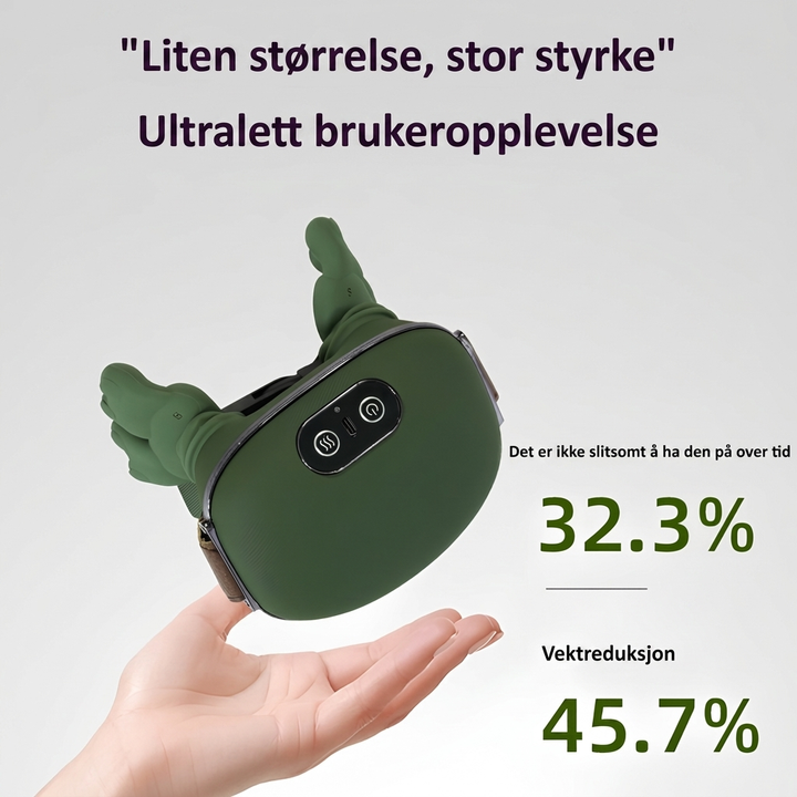 Terapeutisk nakke- og skuldermassasjeapparat med elektrisk knafunksjon for dyp muskelavslapping og kroppspleie.