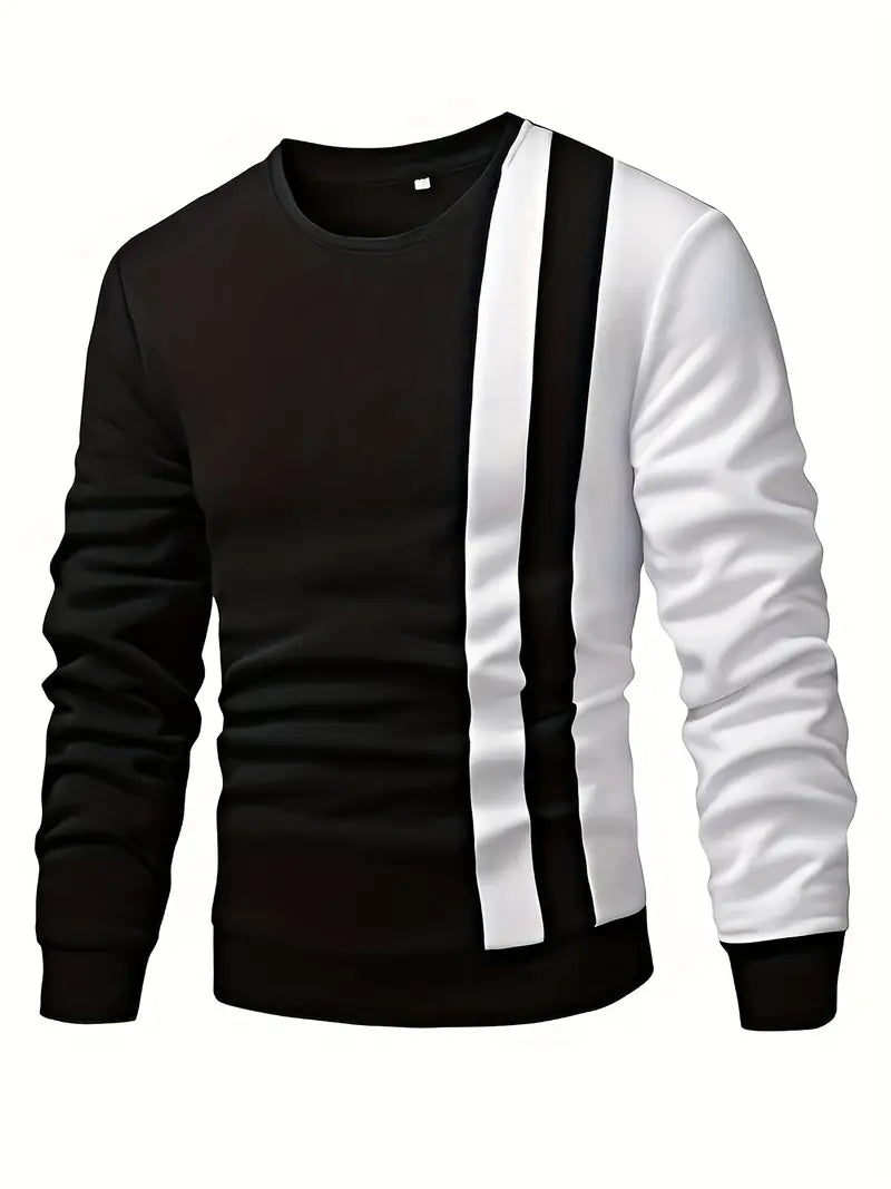 Stilfull herregenser med fargeblokkdesign og rund hals. Perfekt for casual hverdag eller vår/høst.