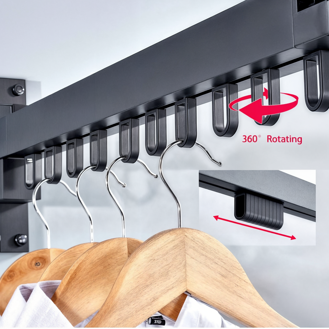 Solid uttrekkbart aluminium tørkestativ for vaskerom, perfekt for effektiv og organisert klestørking.
