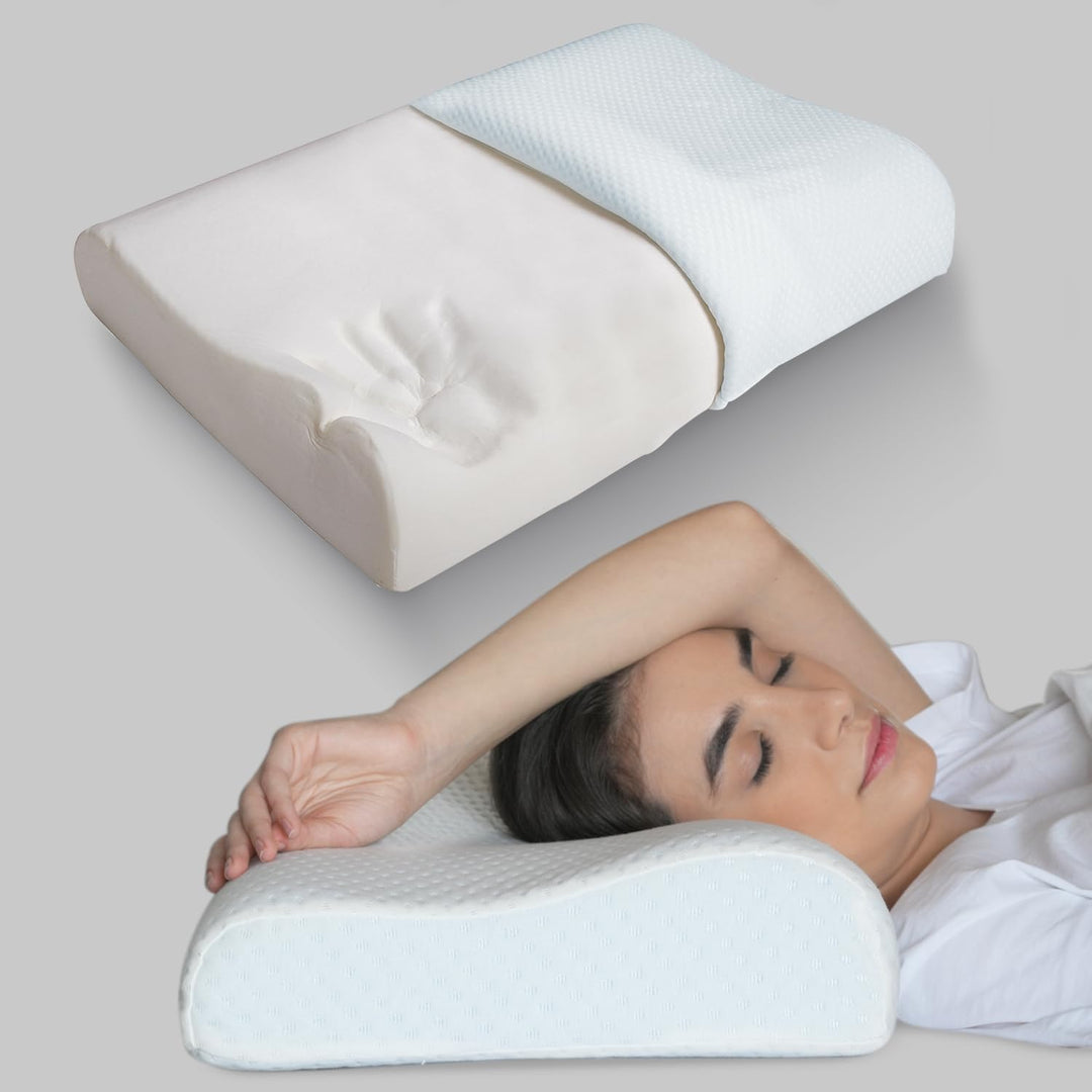 Ergonomisk memoryskumpute for nakke og rygg, gir optimal støtte og lindrer spenninger for bedre søvn.