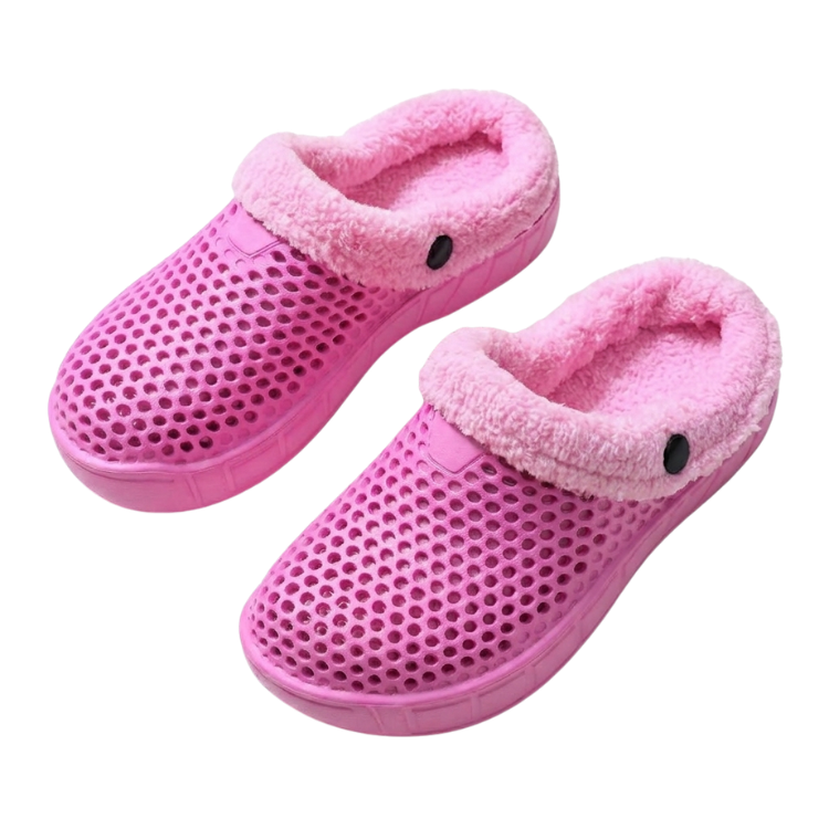 Komfortable fleece innendørstøfler med myk, sklisikker såle. Varme unisex hjemmesko i grå, rosa eller sort.