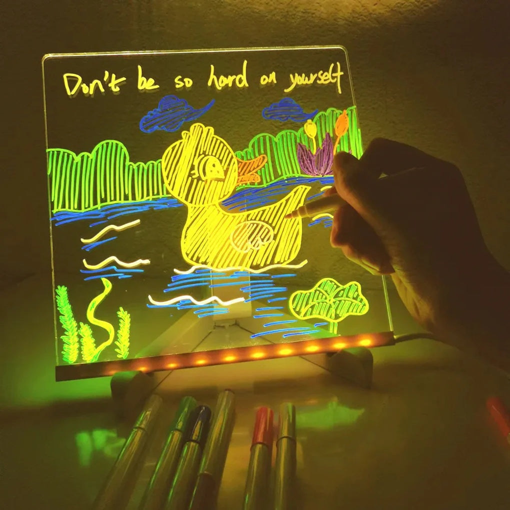 Barnas LED-tegnebrett, en kreativ lyspute for tegning og kunst. Ideell for barn og læring.