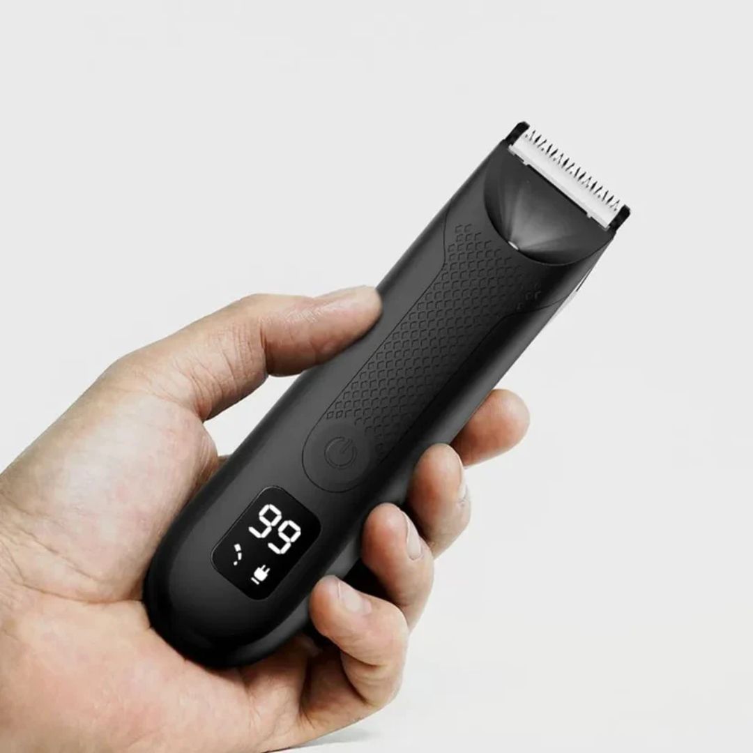 Vanntett og oppladbar kroppstrimmer med keramisk presisjonsblad. Perfekt for enkel og skånsom personligpleie.