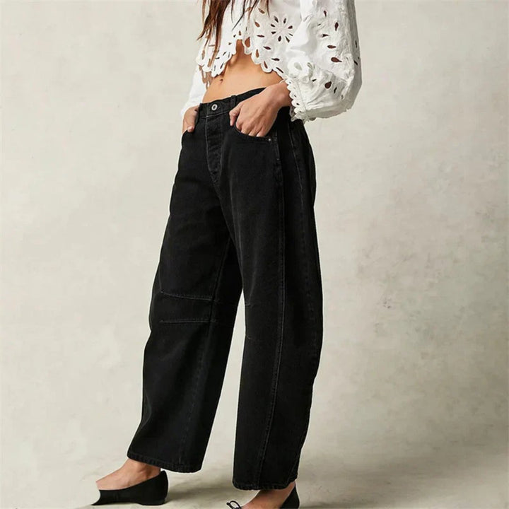 Kvinnejeans: Cropped barrel leg, mid-rise, komfortabel for hverdagsbruk, moderne stil.