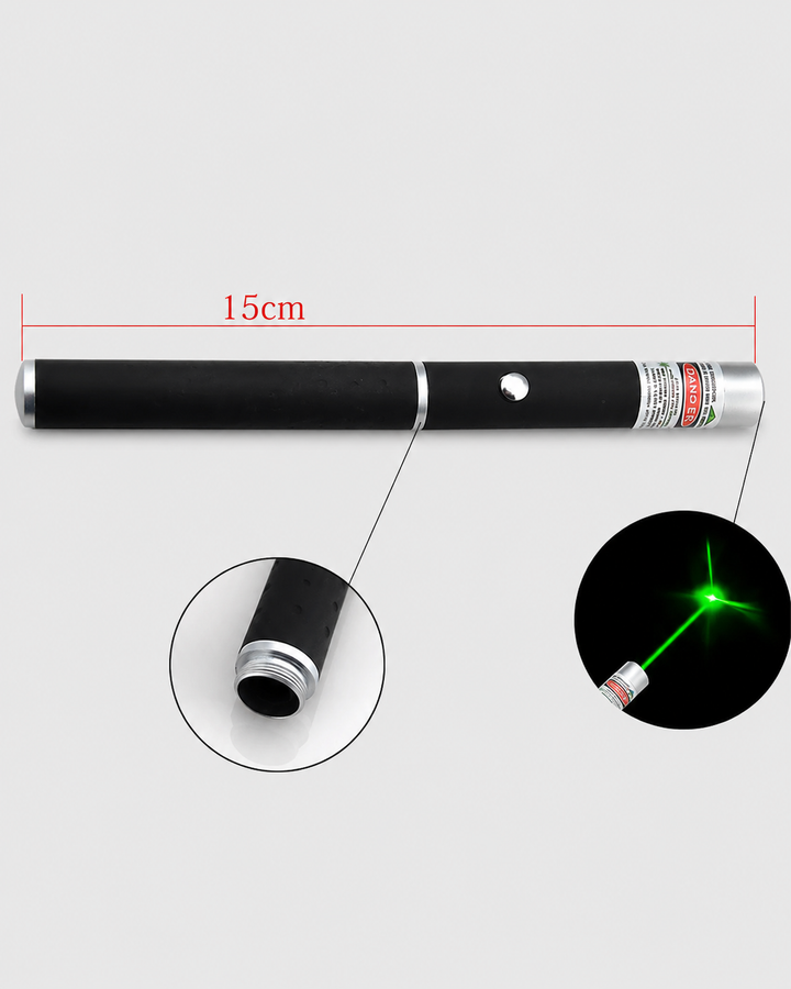 Allsidig 5mW laserpeker (grønn, rød, blå) i aluminium. Bærbar presentasjons- & astronomiverktøy med høy effekt.