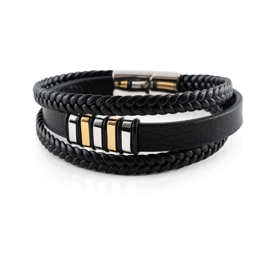Herrearmbånd i ekte skinn med rustfri magnetlås. Tidløs stil og perfekt tilbehør for menn.