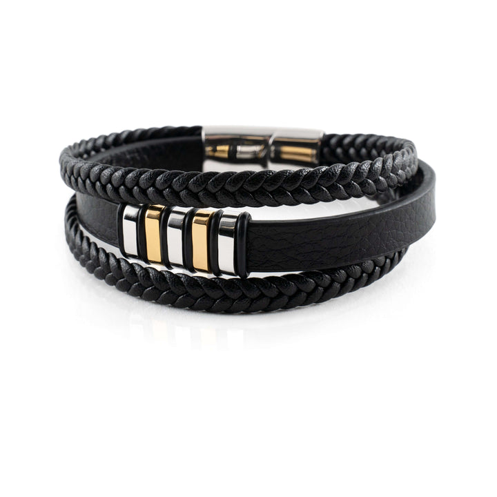 Herrearmbånd i ekte skinn med rustfri magnetlås. Tidløs stil og perfekt tilbehør for menn.