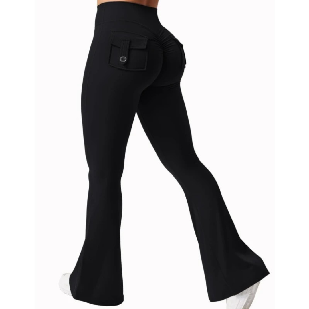 Komfortable dameleggings med høy midje, stretch og lommer, ideelle som aktiv- og fritidsklær.