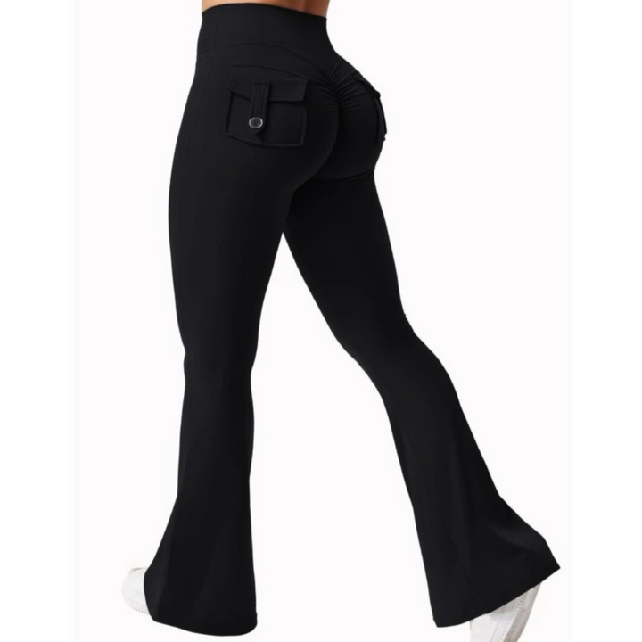 Komfortable dameleggings med høy midje, stretch og lommer, ideelle som aktiv- og fritidsklær.