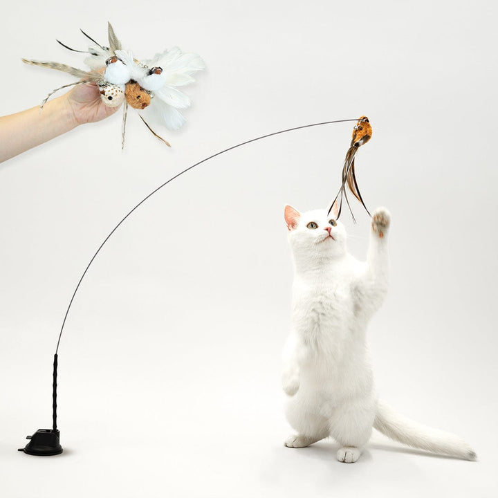 Interaktiv fugleleke for katt, stimulerer jaktinstinktet. Perfekt katteleke for aktiv innekatt og mental stimulering.