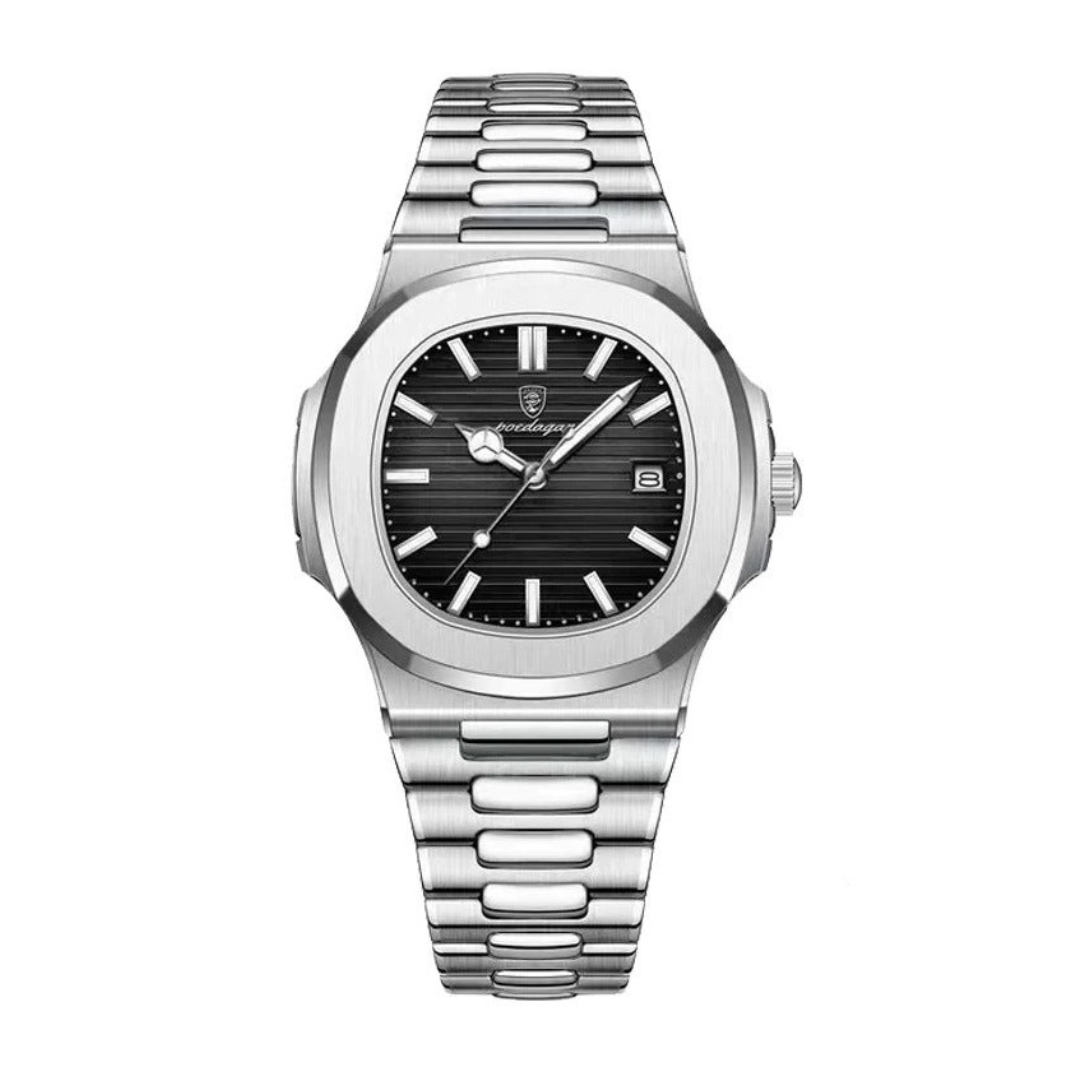 Elegant business herreklokke i rustfritt stål. Luksuriøst armbåndsur, en flott gave til menn.