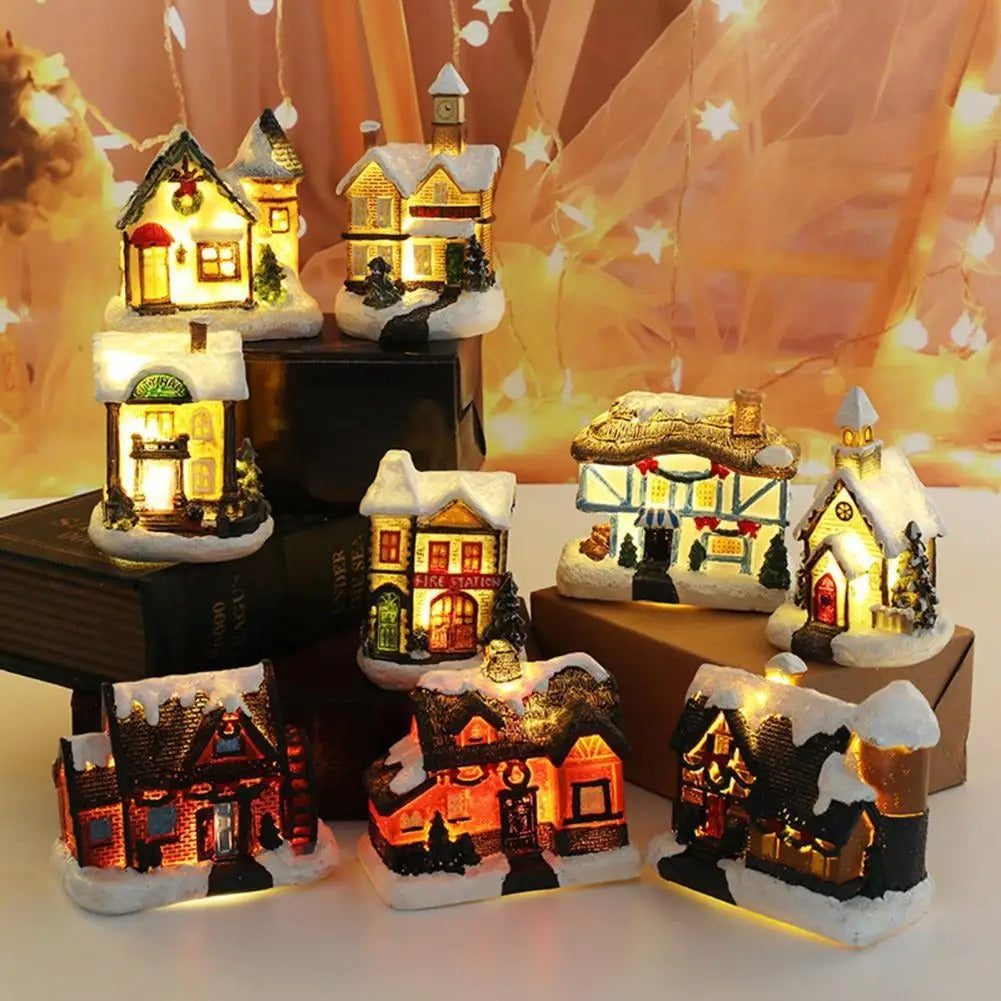 Komplett julelandsby med 6 LED-opplyste snøhus. Gir hjemmet en varm og festlig vinterdekor.