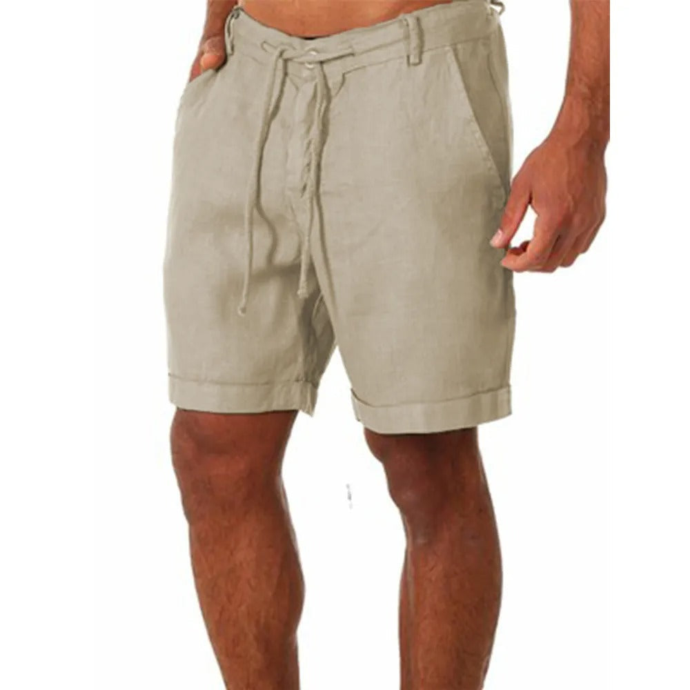 Menns komfortable sommer shorts med snøring, ensfarget, perfekt for casual fritidsklær og strandbruk.